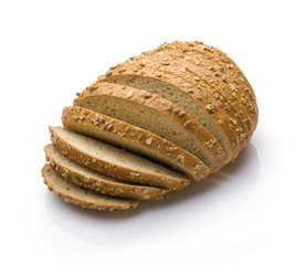 pan cereales, cortado sobre fondo blanco. cereal bread, cut out on white background