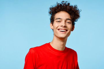 portrait of young man with surprised expression on his face