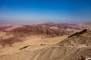 View on lifeless desert from observation place on top  of mountain