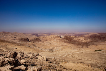 View on lifeless desert from observation place on top  of mountain