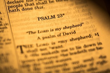 Closeup of Psalm 23 Bible Page