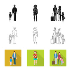 Vector design of character and avatar icon. Set of character and portrait vector icon for stock.