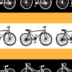 Seamless background with the old bicycles sketches