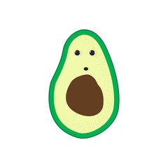 Isolated happy cute smile avocado character.