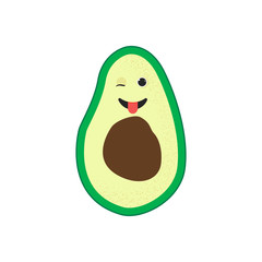 Isolated happy cute smile avocado character.