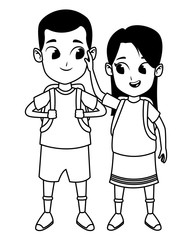 adorable cute children childhood cartoon in black and white