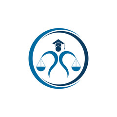 Law and Attorney Logo Design. Man holding scales of justice logo.