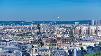 Paris, typical roofs, aerial view with the Saint-Germain-des-Pres church in background, view from the Saint-Jacques tower 