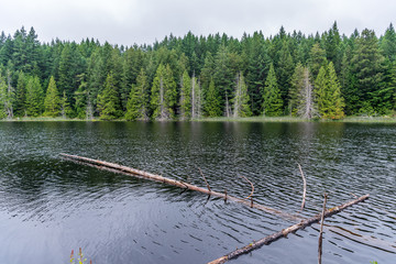 Obraz premium View at Mountain Lake with Blue Sky in British Columbia, Canada.