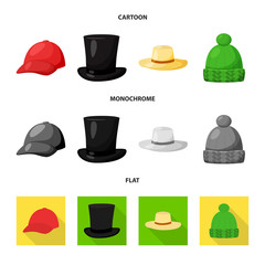 Isolated object of clothing and cap logo. Collection of clothing and beret stock vector illustration.