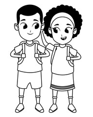 adorable cute children childhood cartoon in black and white