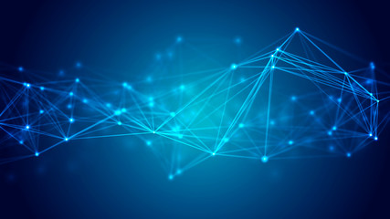 Abstract connection dots. Technology background. Network connection structure. Plexus effect. 3d