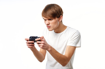 Fototapeta na wymiar boy playing video game