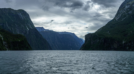 steep coast in the mountains at milford sound, fjordland, new zealand 43