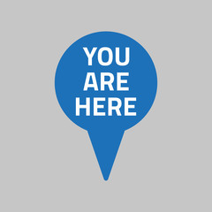 Marker location icon with you are here text.