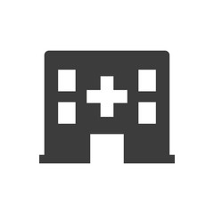 Hospital icon on white background.