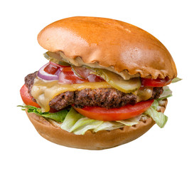 Beef burger isolated white background. For fast food restaurant design or fast food menu
