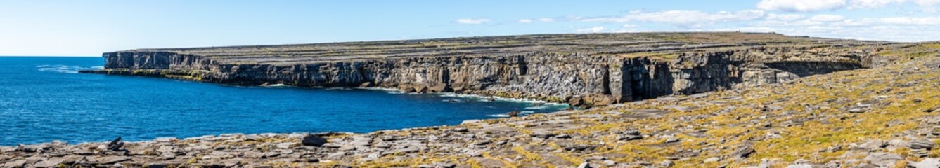 Panorama of cliffs and ocean in Inishmore