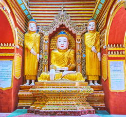 The altar of Thanboddhay Pagoda, Monywa, Myanmar