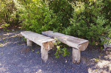 Split log park benches