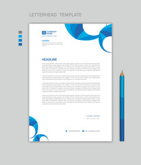 Letterhead template vector, minimalist style, printing design, business advertisement layout, Blue concept background