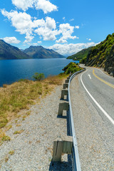 on the road in the mountains, lake wakatipu, otago, new zealand 14