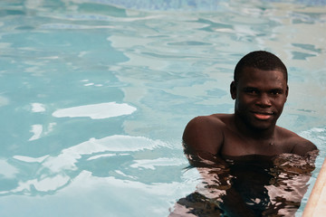 young man in swimming pool
