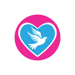 Bird Dove Love Logo Template Vector