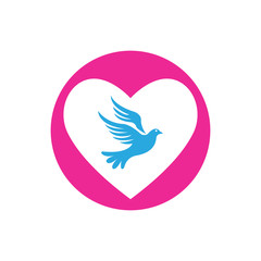 Bird Dove Love Logo Template Vector
