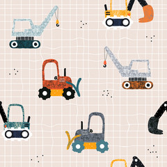 Kids seamless pattern with building equipment. Funny creative print for textile. Vector hand drawn illustration. - 279020411