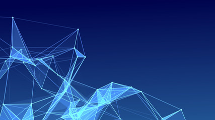Abstract polygonal space. Futuristic blue background. Connection dots and lines structure. Triangular business wallpaper.