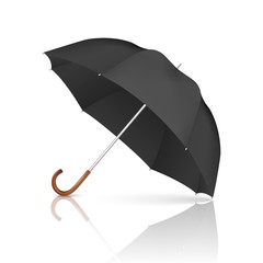 Vector 3d Realistic Render Black Blank Umbrella Icon Closeup Isolated on White Background. Design Template of Opened Parasol for Mock-up, Branding, Advertise etc. Front View