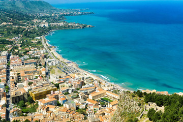 Fototapeta na wymiar Landscape of the Coast of Cefalu in Italy