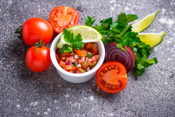 Traditional mexican tomato salsa sauce
