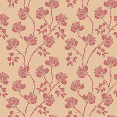 Floral pattern with roses. Flower seamless background. Flourish ornamental garden