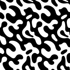 Abstract seamless texture of smooth rounded curving forms of black and white colors