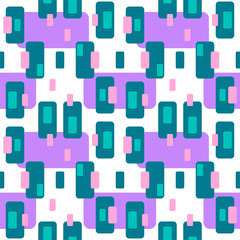 Abstract flat retro seamless pattern with rectangles. Timeless simple vector ornament.