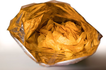 potato chips bag background isolated