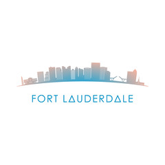 Fototapeta premium Fort Lauderdale skyline silhouette. Vector design colorful illustration.