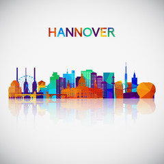 Hannover skyline silhouette in colorful geometric style. Symbol for your design. Vector illustration.