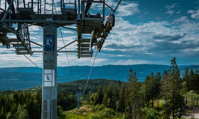 Wyciąg narciarski, widok z góry