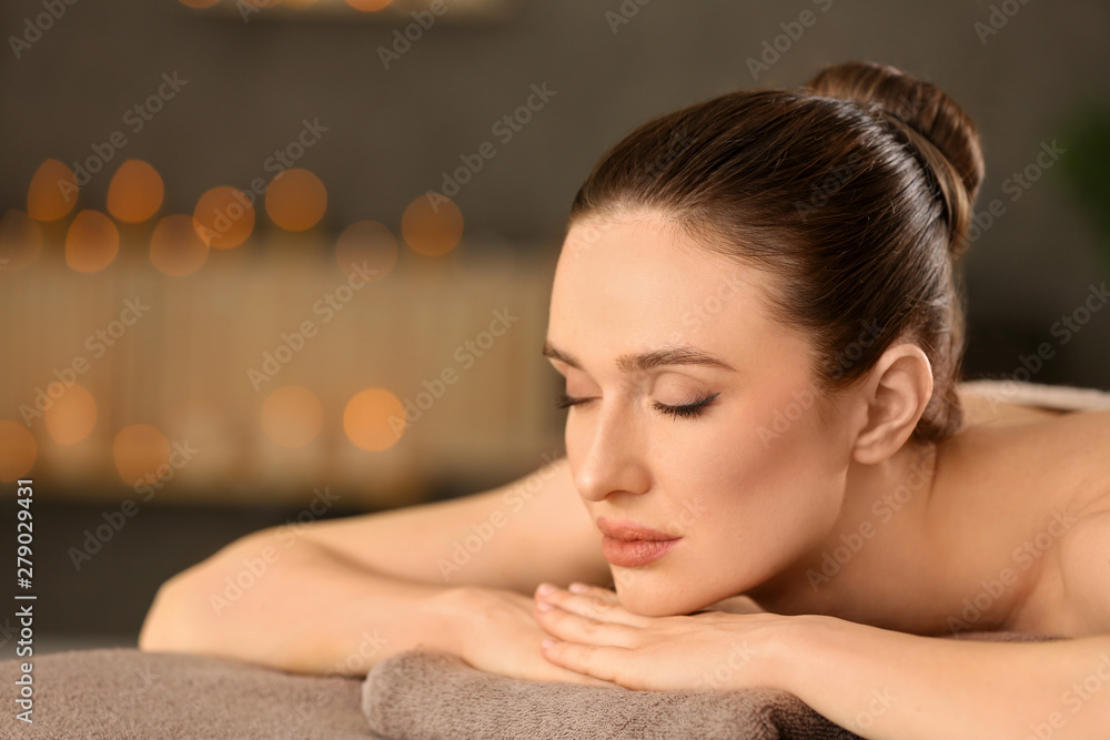 Canvas Prints Beautiful young woman relaxing in spa salon