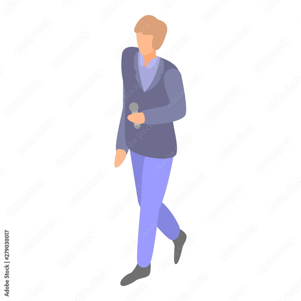 Poster microphone speaker man icon. isometric of microphone speaker man vector icon for web design isolated