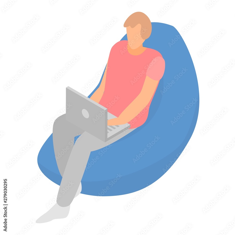 Poster freelancer working icon. isometric of freelancer working vector icon for web design isolated on whit