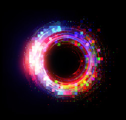 Vivid abstract background. Beautiful design of rotation frame.  .Mystical portal. Bright sphere lens. Rotating lines. Glow ring. .Magic neon ball. Led blurred swirl. Spiral glint lines.