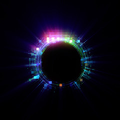 Vivid abstract background. Beautiful design of rotation frame.  .Mystical portal. Bright sphere lens. Rotating lines. Glow ring. .Magic neon ball. Led blurred swirl. Spiral glint lines.
