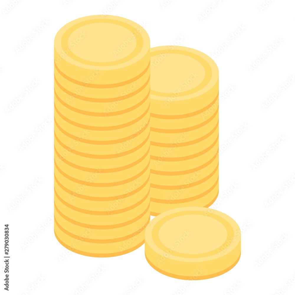 Poster coins stack icon. isometric of coins stack vector icon for web design isolated on white background