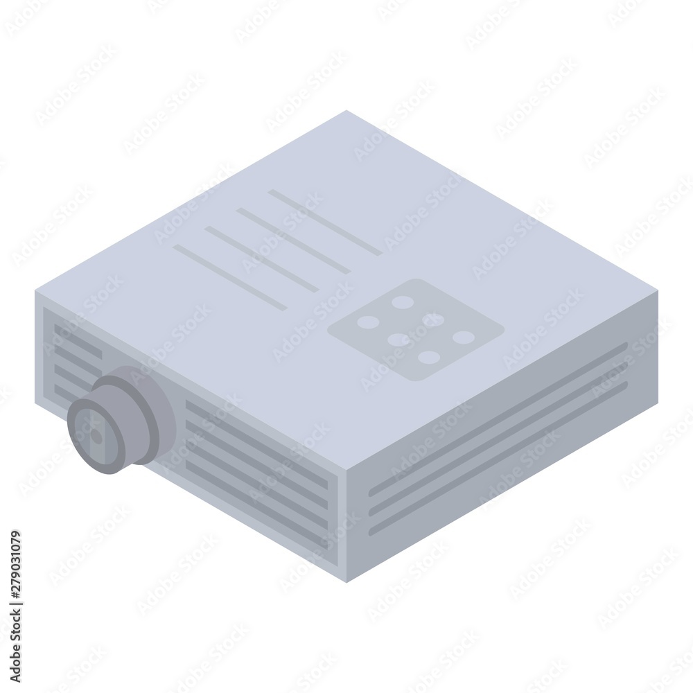 Poster device projector icon. isometric of device projector vector icon for web design isolated on white ba