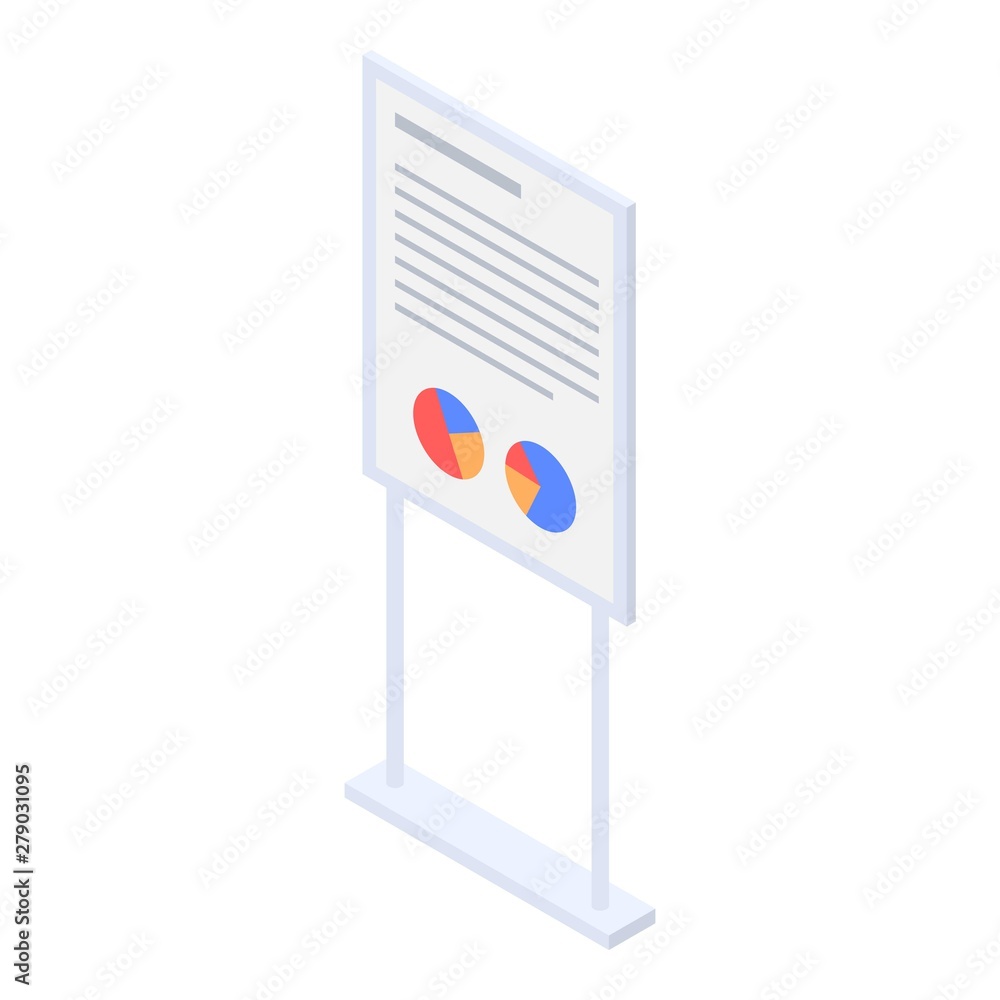 Poster meeting board chart icon. isometric of meeting board chart vector icon for web design isolated on wh