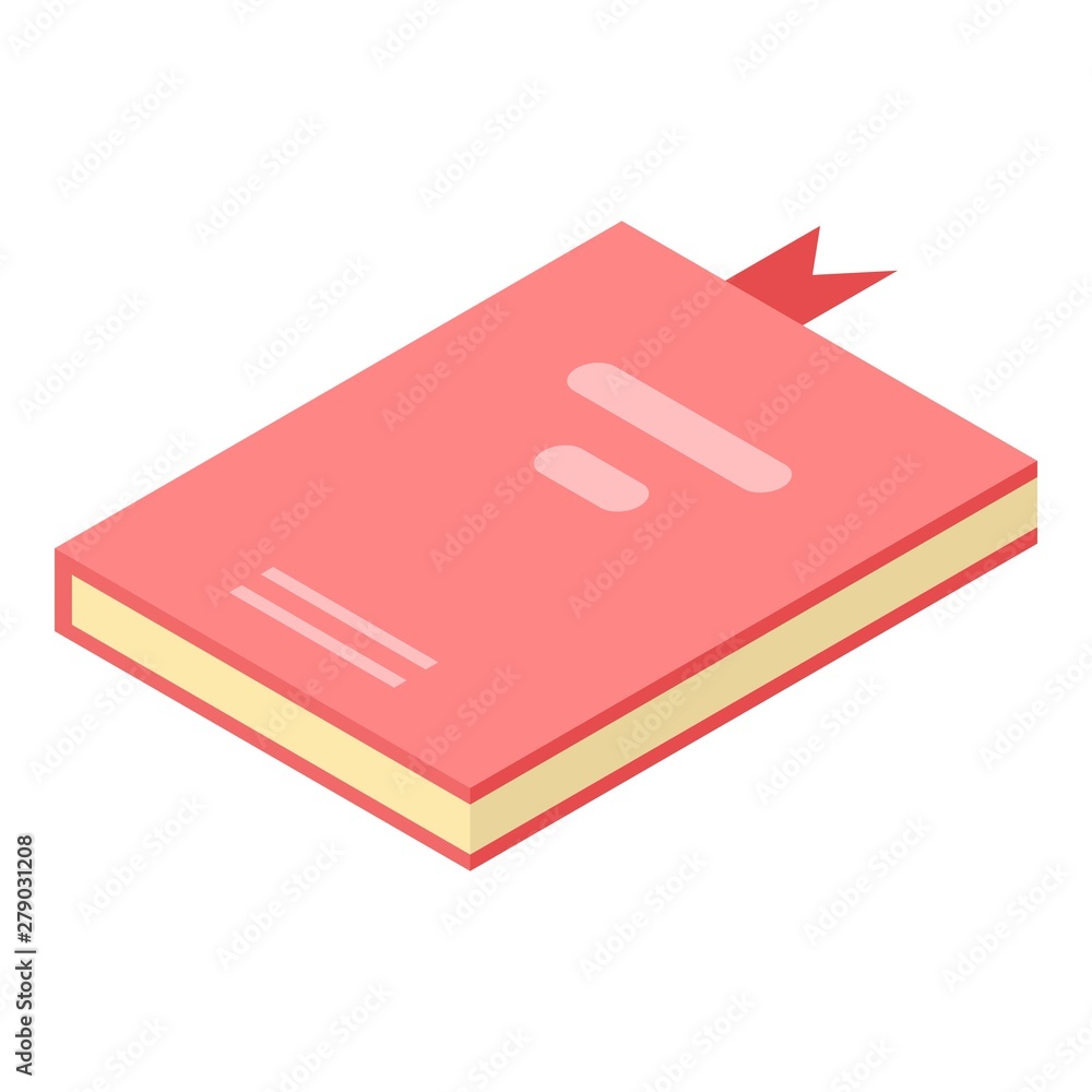 Poster red book icon. isometric of red book vector icon for web design isolated on white background